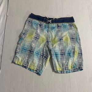 Tommy Bahama Blue and Green Plaid Swim Shorts
